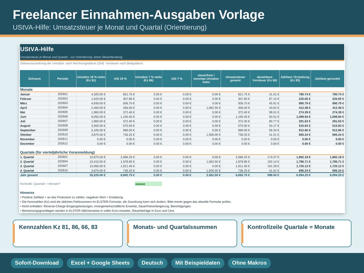 Vorschau Freelancer Einnahmen & Ausgaben, Bild 2