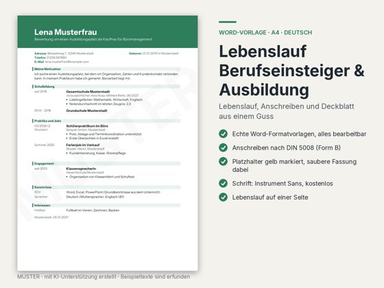 Vorschau Lebenslauf Berufseinstieg & Ausbildung