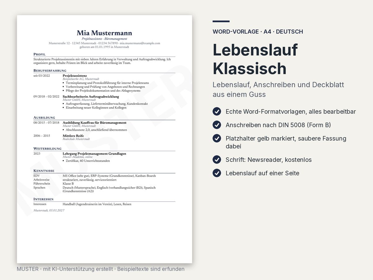 Vorschau Lebenslauf klassisch, Bild 1