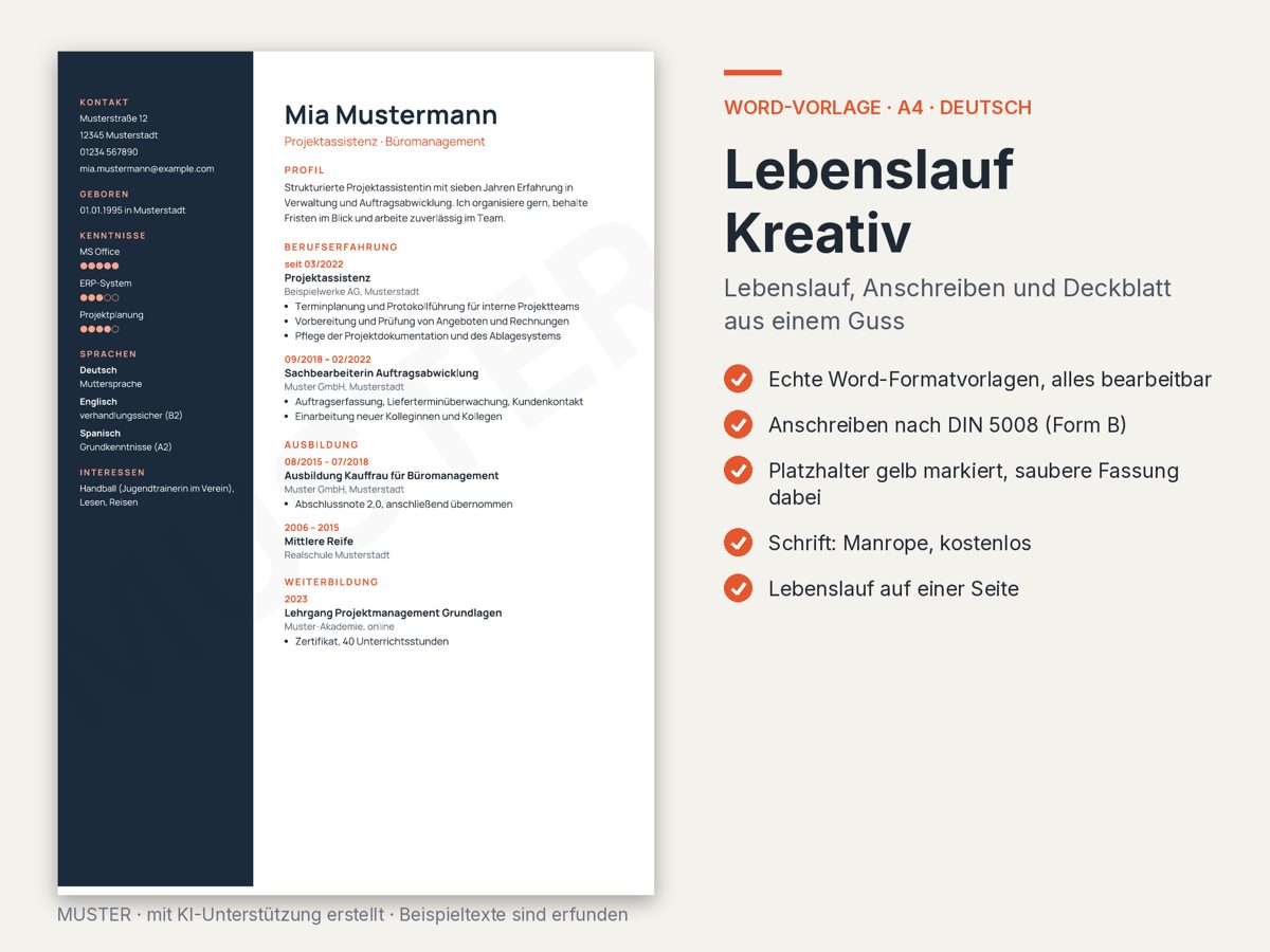 Vorschau Lebenslauf kreativ, Bild 1