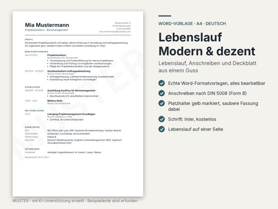 Vorschau Lebenslauf modern & dezent