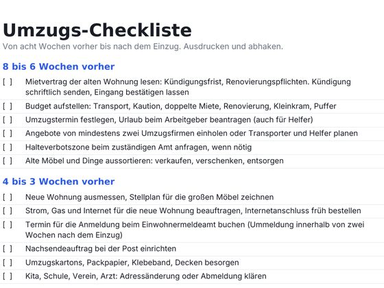 Vorschau Umzugs-Checkliste (PDF)